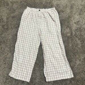 Lou & Grey plaid beige and white pants.
